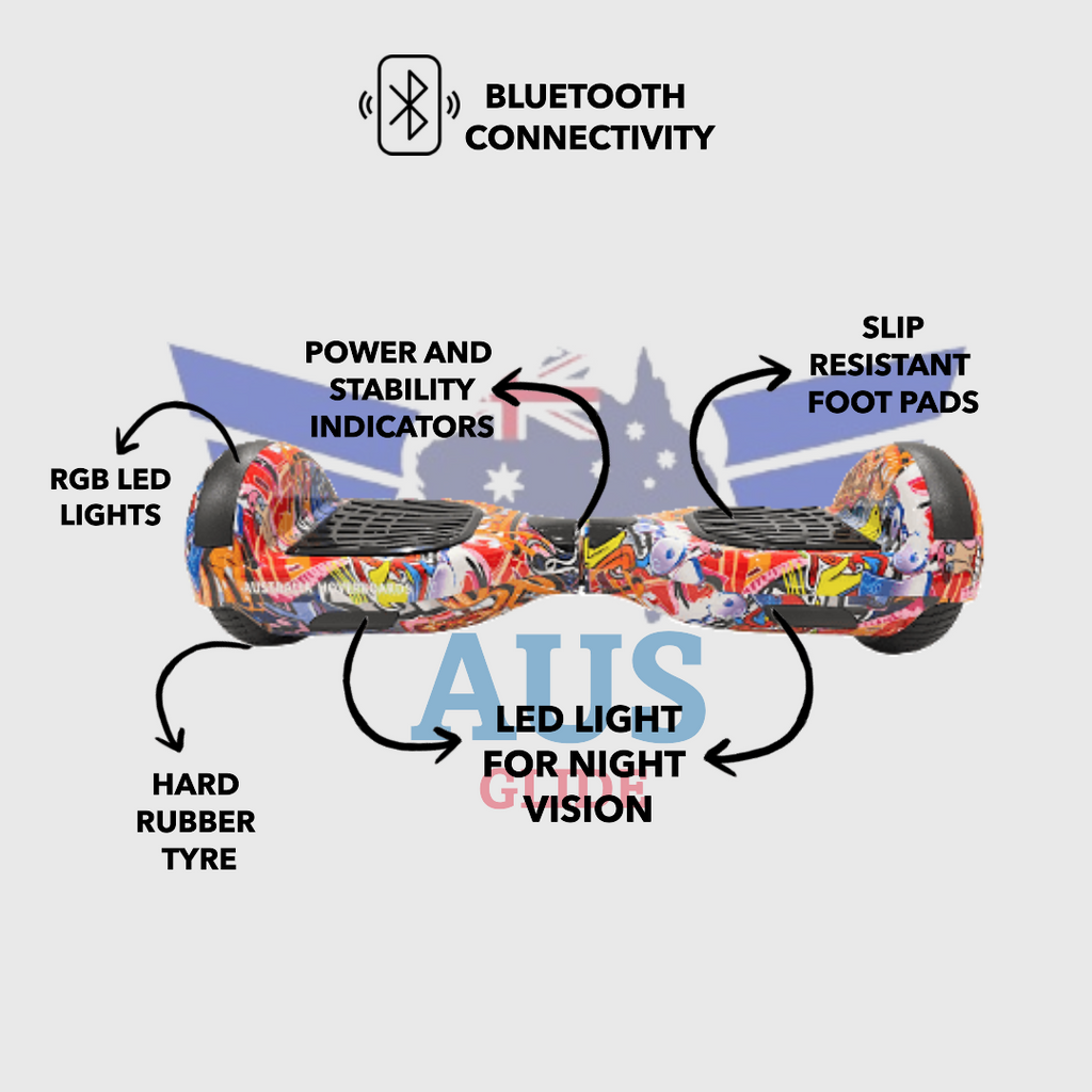 6.5 inch Hoverboard Orange Graffiti Style LED lights Hoverboards Galore