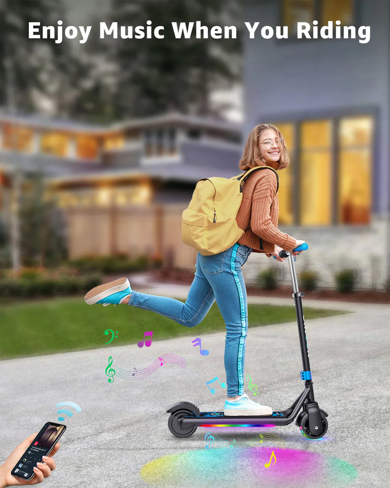 Gyroor ESA Kids Electric Scooter with Bluetooth Music, Lights – Blue (Pre-Ordered Only)