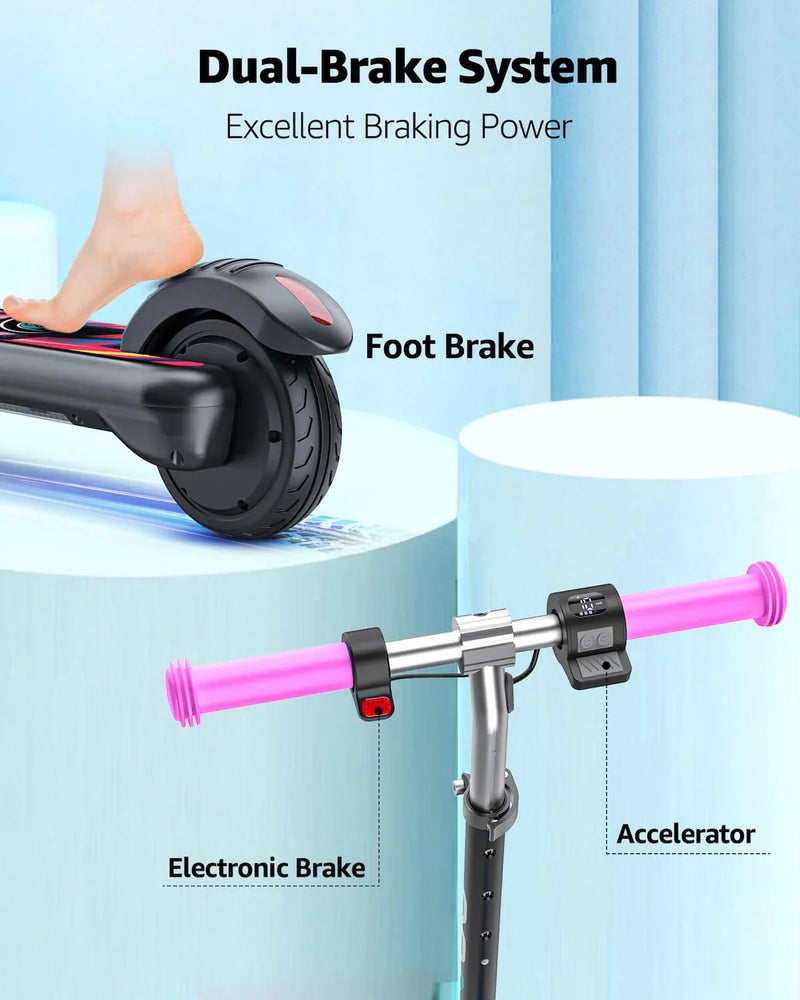 Gyroor ESA Kids Electric Scooter with Bluetooth Music & LED Lights – Pink (Pre-Ordered Only)