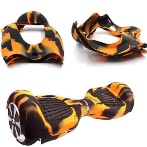 6.5 Inch Hoverboards Skin Cover – Protective Rubber Case – Orange + Black